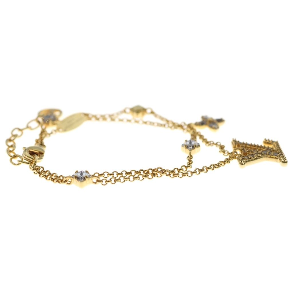 Louis Vuitton Bracelet LV Logo Charm Gold — view 3