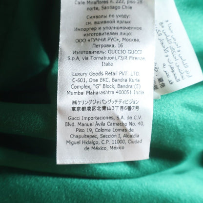 Gucci Silk Rhinestone Logo Print Short Sleeve Football T-Shirt Green — view 7
