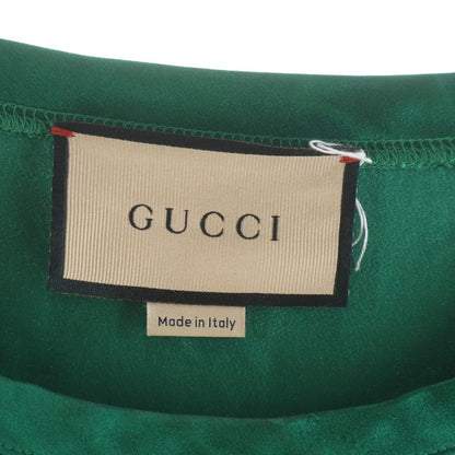 Gucci Silk Rhinestone Logo Print Short Sleeve Football T-Shirt Green — view 6