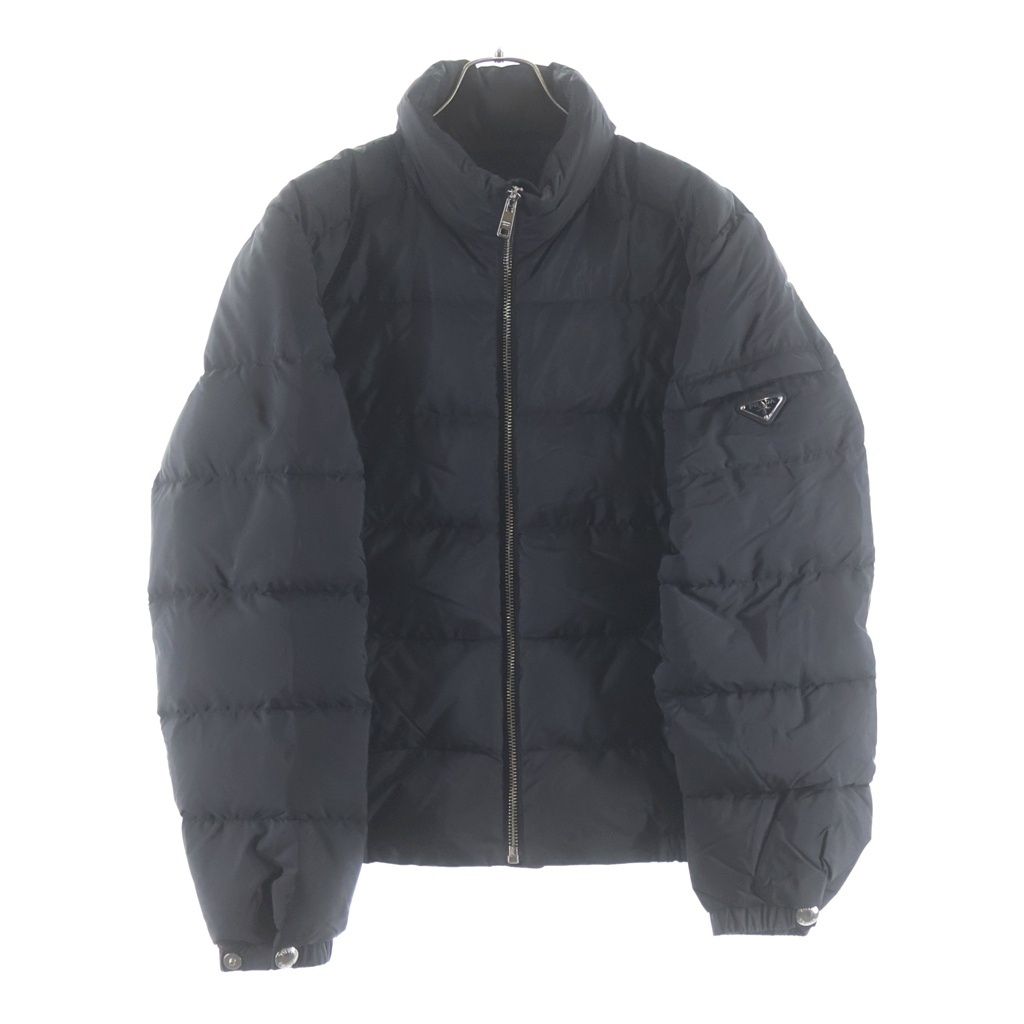 Prada Re-Nylon Triangle Logo Plate Nylon Down Jacket Black