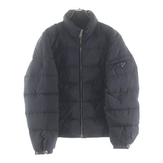 Prada Re-Nylon Triangle Logo Plate Nylon Down Jacket Black