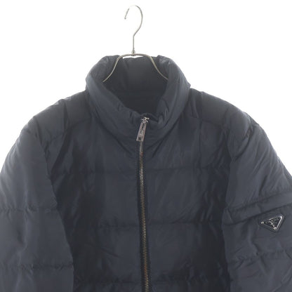 Prada Re-Nylon Triangle Logo Plate Nylon Down Jacket Black — view 3