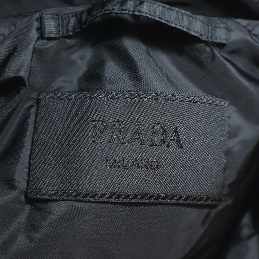 Prada Re-Nylon Triangle Logo Plate Nylon Down Jacket Black — view 6