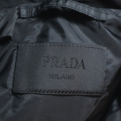 Prada Re-Nylon Triangle Logo Plate Nylon Down Jacket Black — view 6