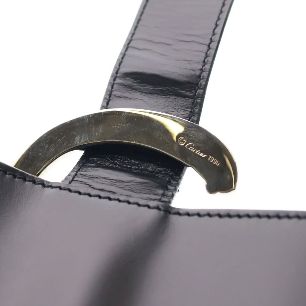 Cartier Panthere Shoulder Bag Black Leather Gold — view 6