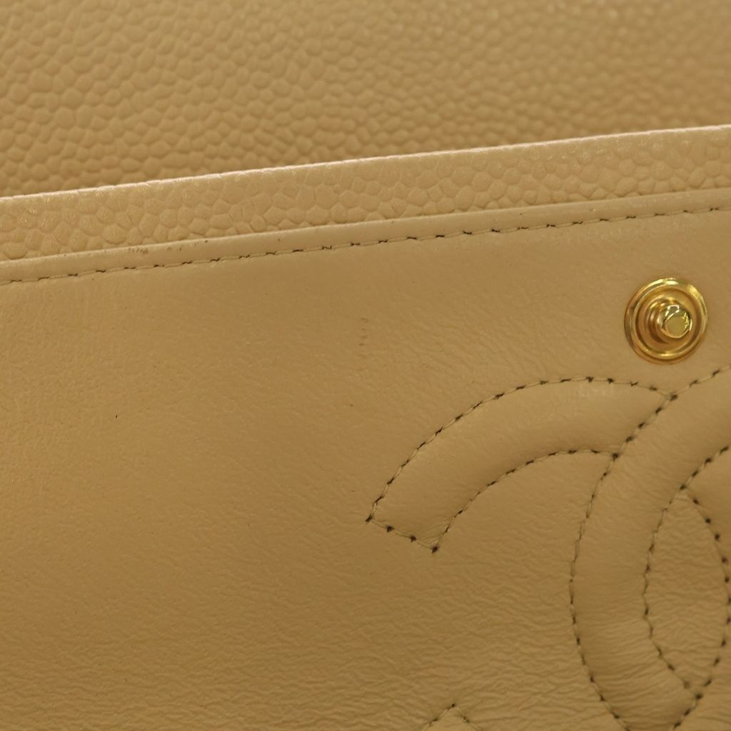 Chanel Quilted 25 Double Flap Chain Shoulder Bag Beige Caviar Leather Gold — view 6