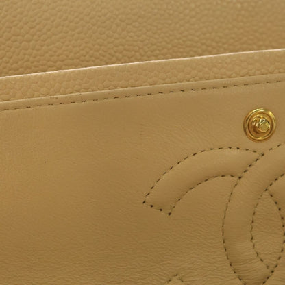 Chanel Quilted 25 Double Flap Chain Shoulder Bag Beige Caviar Leather Gold — view 6