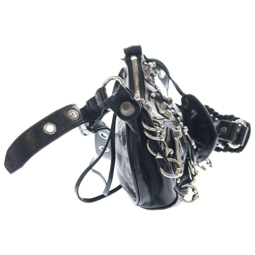 Balenciaga le Cagole XS Earrings Shoulder Bag Black Leather Silver — view 3