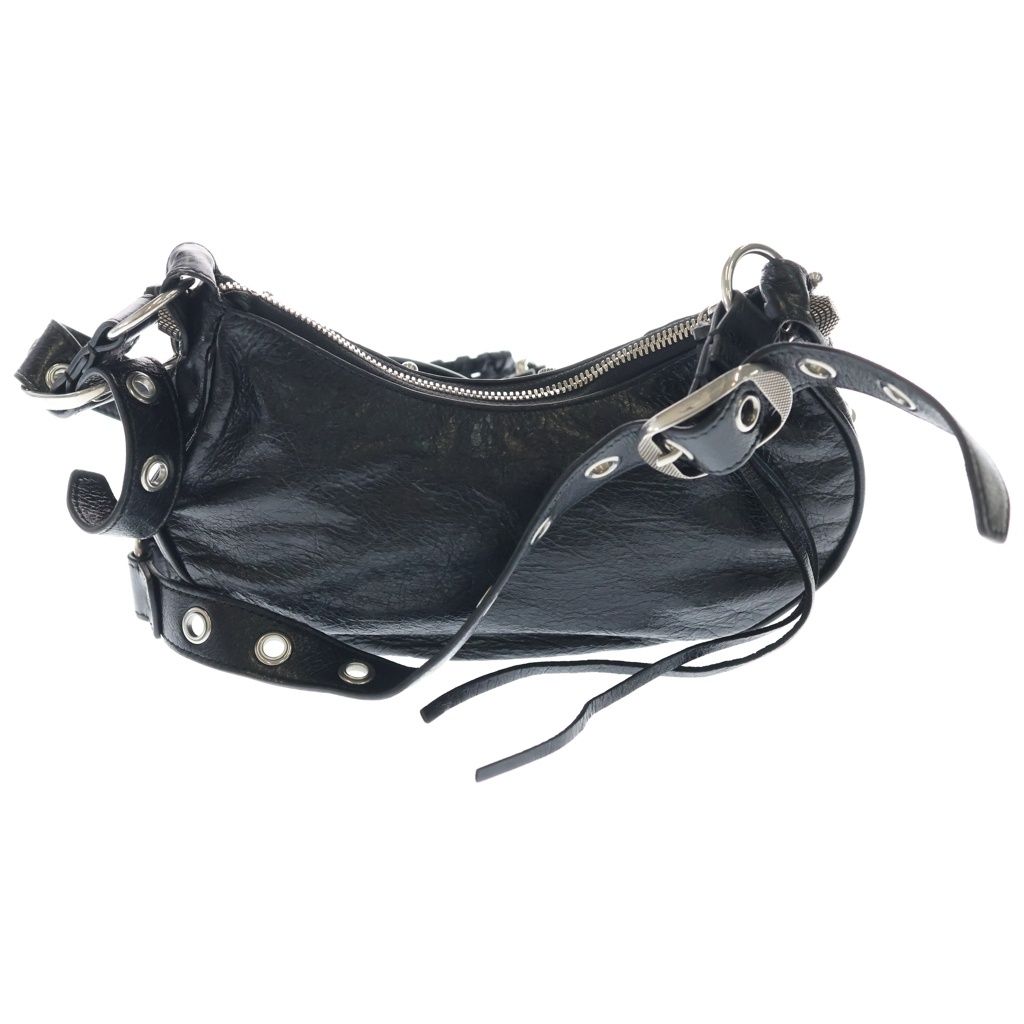 Balenciaga le Cagole XS Earrings Shoulder Bag Black Leather Silver — view 2