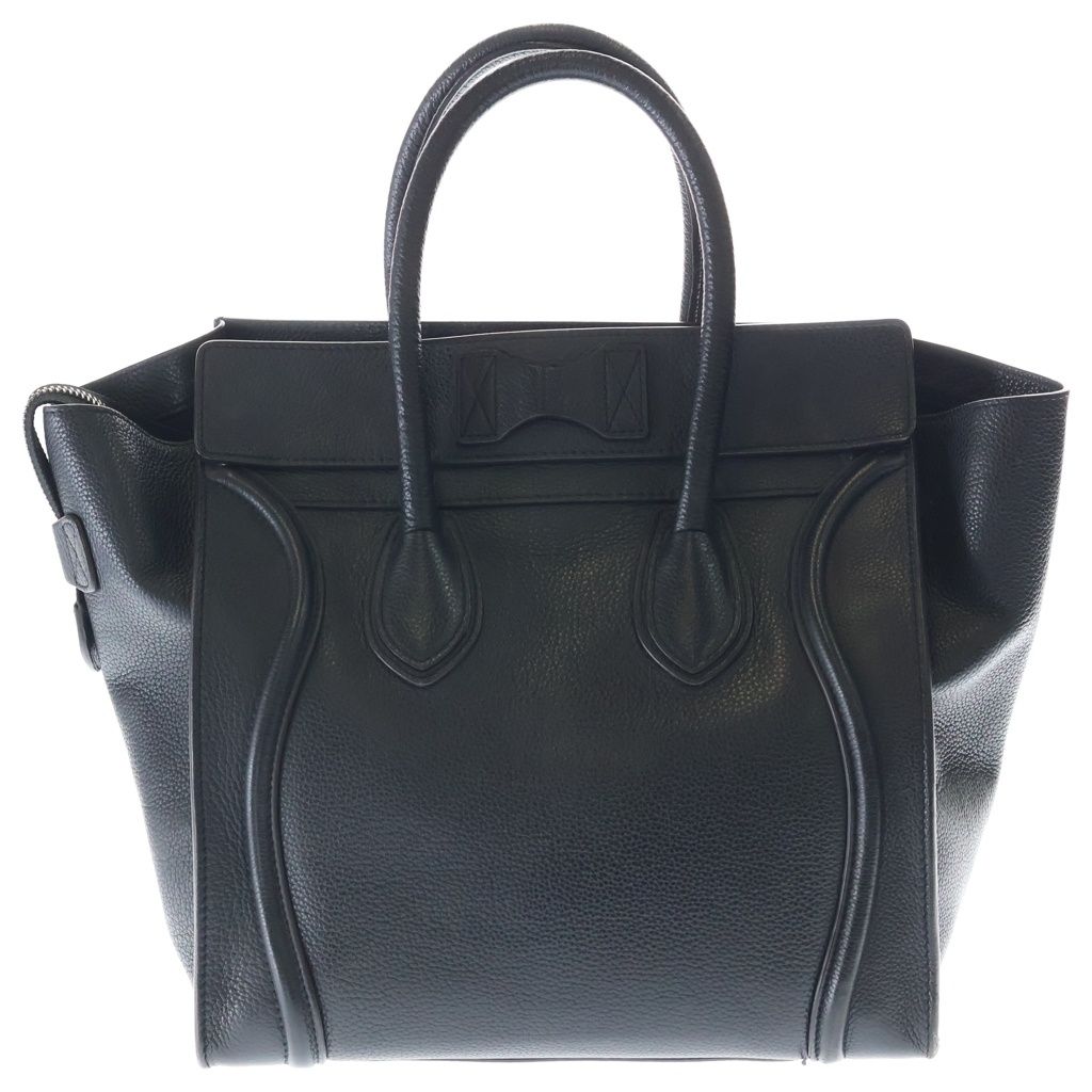Celine Luggage Mini Handbag Black Leather Silver — view 2