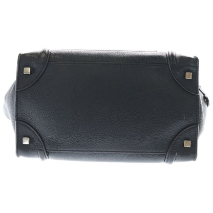 Celine Luggage Mini Handbag Black Leather Silver — view 4