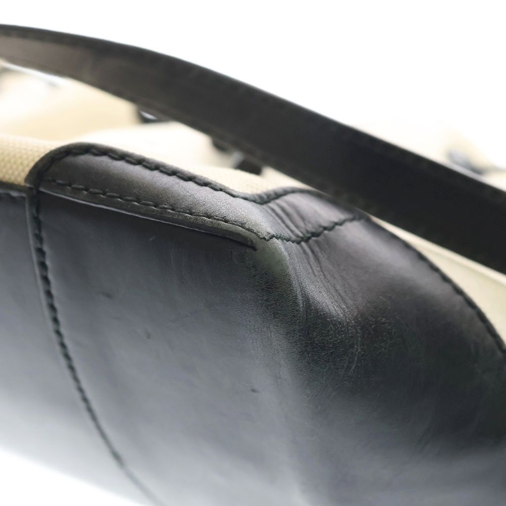 Balenciaga Navy Cabas Canvas Shoulder Bag Ivory Black — view 6