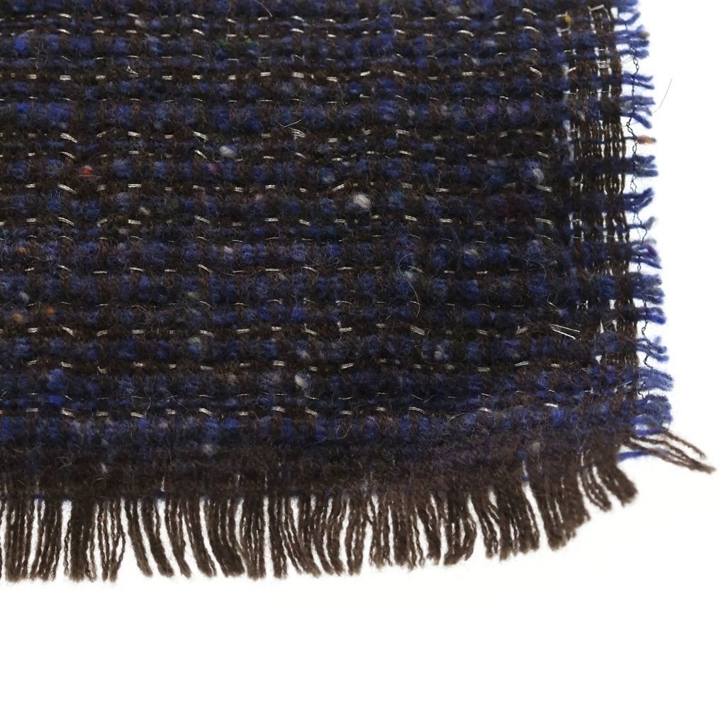 Chanel Cashmere Blend Tweed CC Logo Scarf Charcoal Gray Navy — view 4
