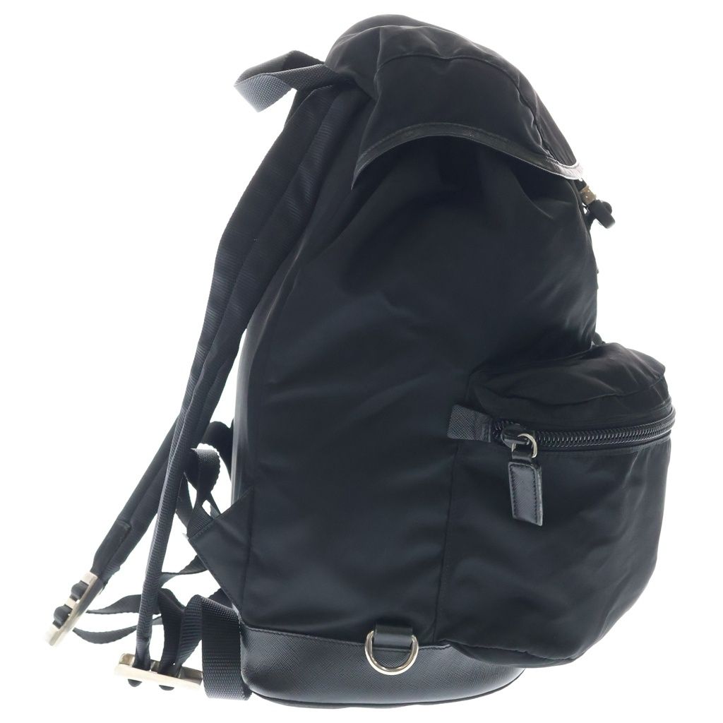 Prada Tessuto Backpack Black Nylon Leather Silver — view 3