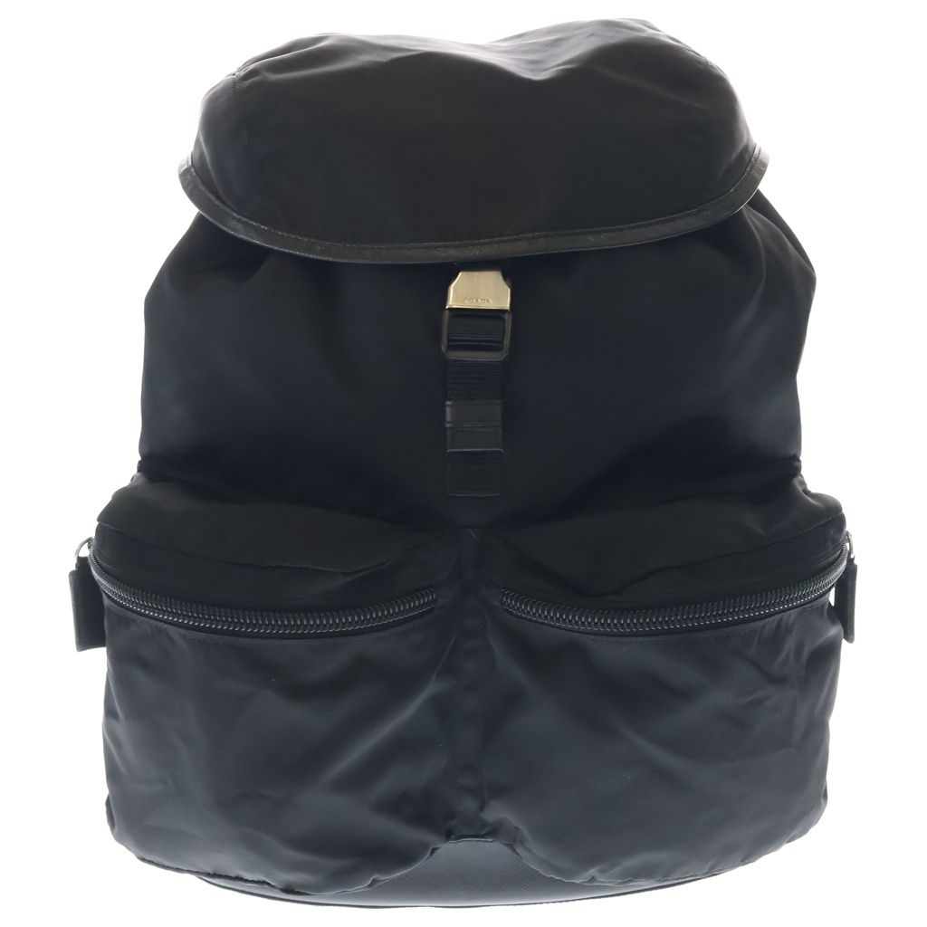 Prada Tessuto Backpack Black Nylon Leather Silver