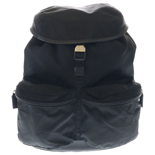 Prada Tessuto Backpack Black Nylon Leather Silver