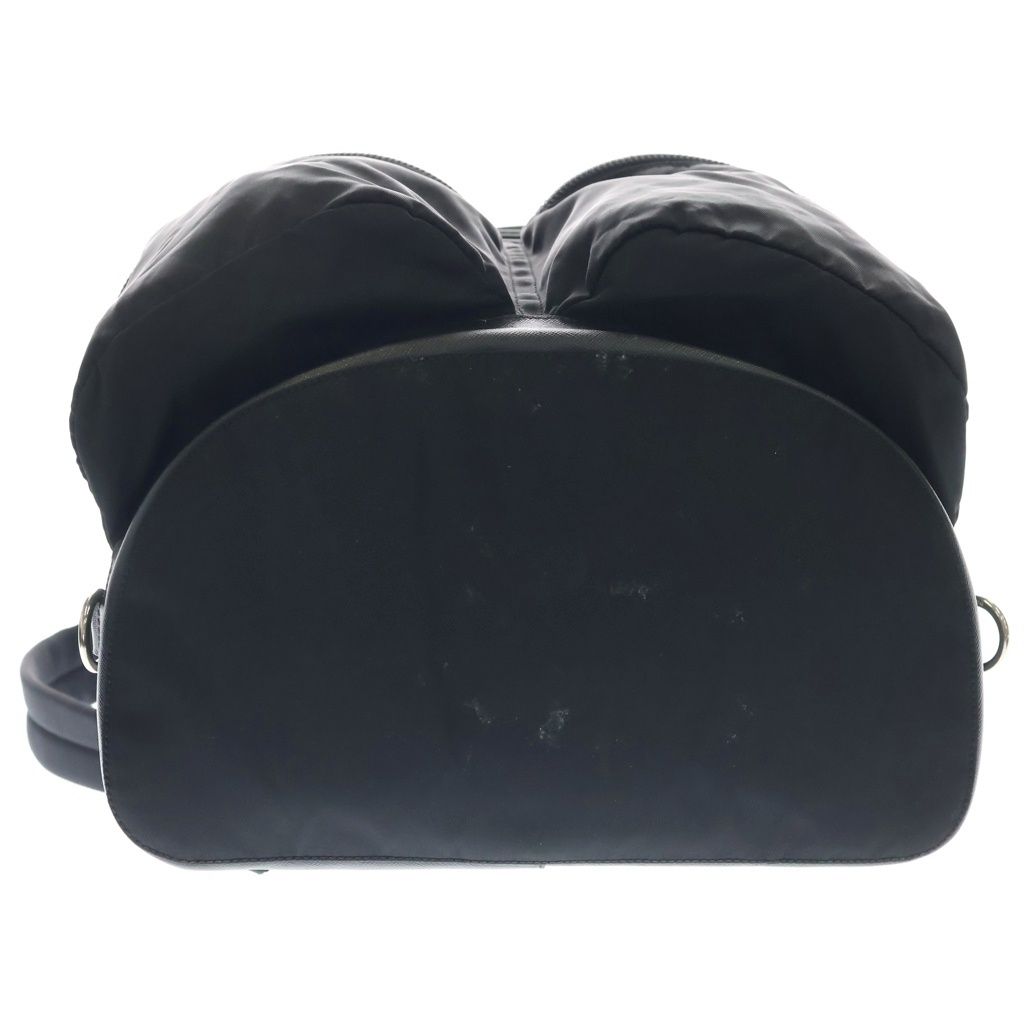 Prada Tessuto Backpack Black Nylon Leather Silver — view 4