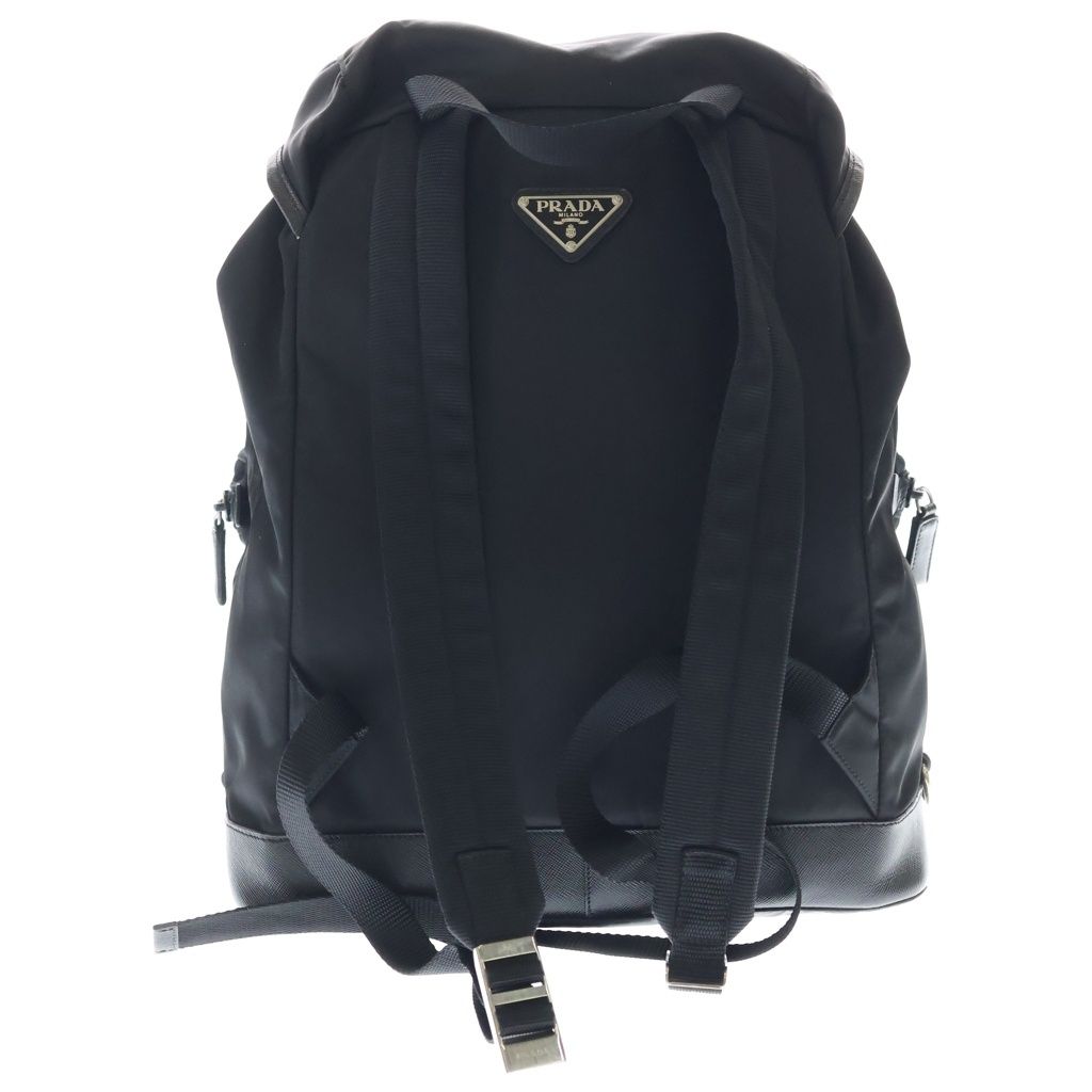 Prada Tessuto Backpack Black Nylon Leather Silver — view 2