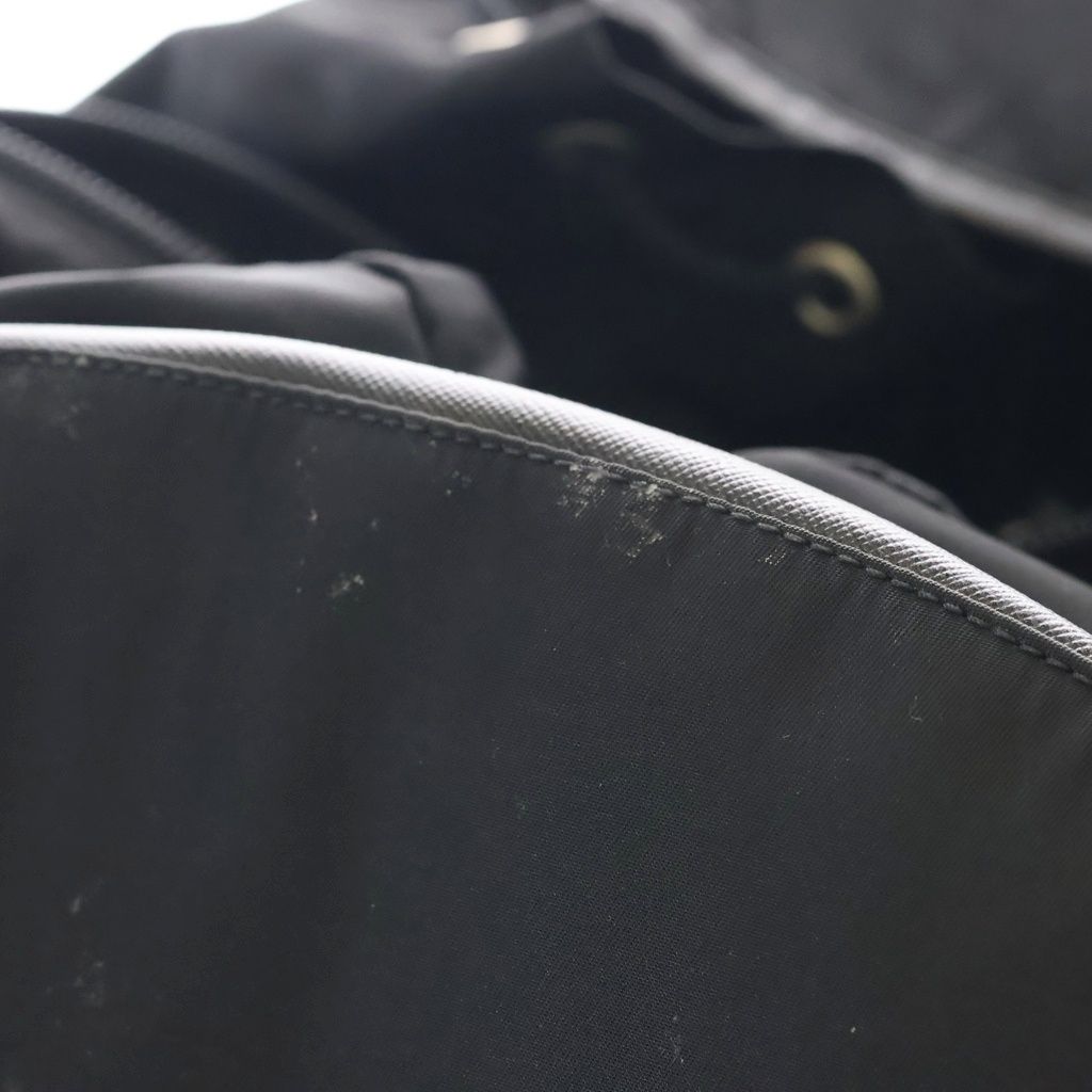 Prada Tessuto Backpack Black Nylon Leather Silver — view 6