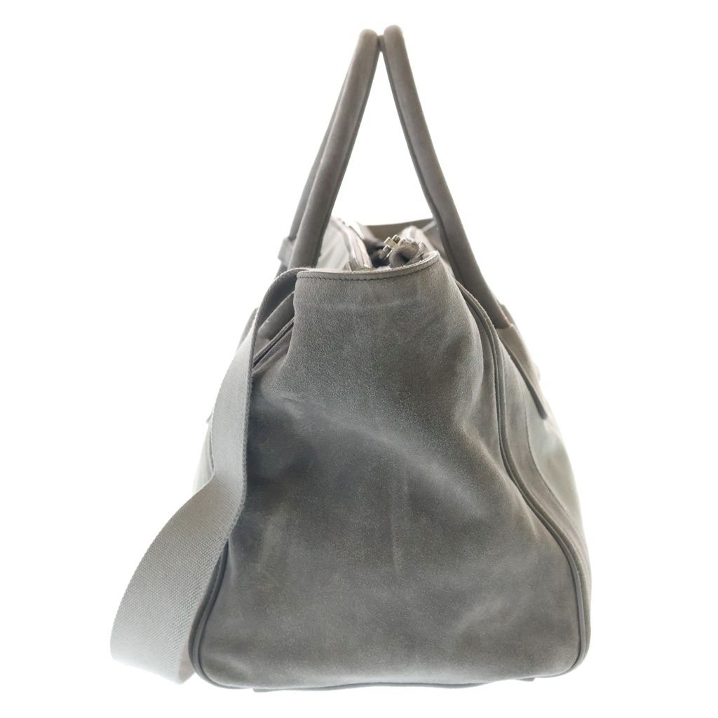 Prada 2-Way Shoulder Bag Gray Suede Canvas Silver — view 3
