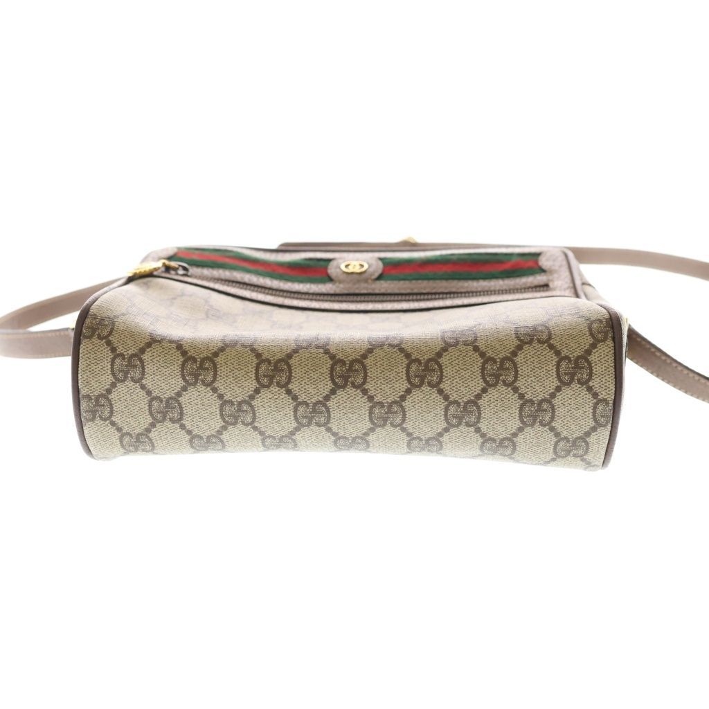 Gucci GG Supreme Shoulder Bag Brown Beige Leather Gold — view 4