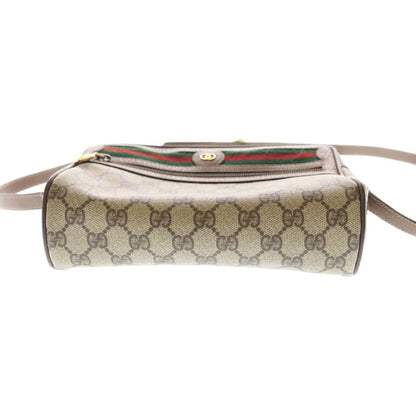 Gucci GG Supreme Shoulder Bag Brown Beige Leather Gold — view 4