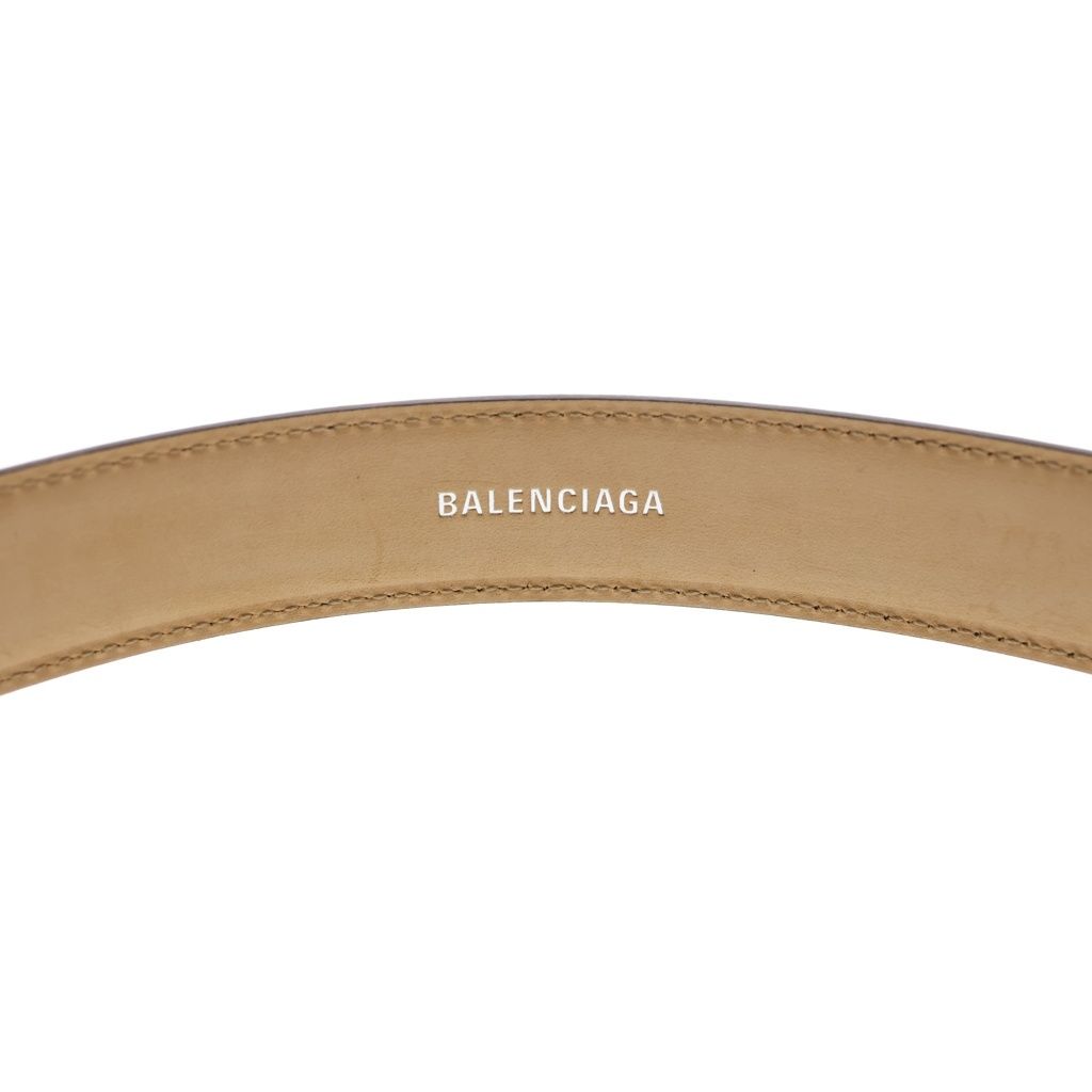 Balenciaga Square Buckle Leather Belt Black 80 Silver — view 5