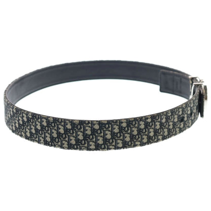 Dior CD Logo Buckle Belt Oblique Black Pattern Navy Canvas Leather Silver — view 3
