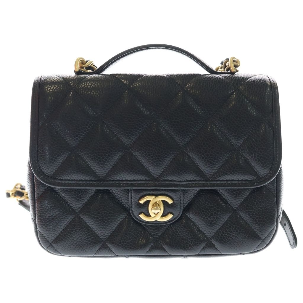 Chanel Quilted Backpack Black Caviar Leather Gold Plate