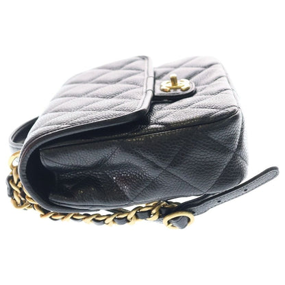Chanel Quilted Backpack Black Caviar Leather Gold Plate — view 3