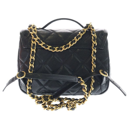 Chanel Quilted Backpack Black Caviar Leather Gold Plate — view 2