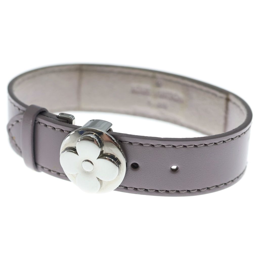 Louis Vuitton Bracelet Luck Monogram Flower Leather Silver Purple