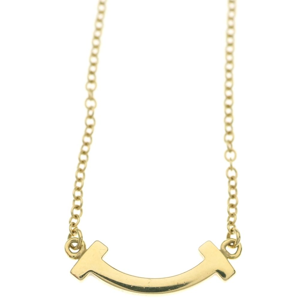 Tiffany & Co T Smile Mini Pendant Chain Gold — view 3