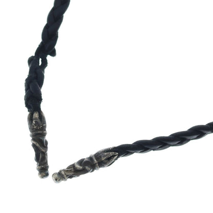 Chrome Hearts Leather Braid Scroll Blade Silver Necklace