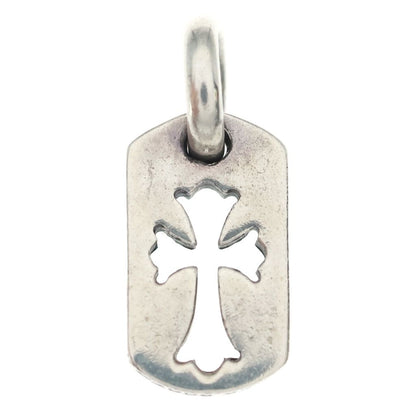 Chrome Hearts DT Tny CO Crs Tiny Cutout Cross Dog Tag Charm Pendant Top Silver