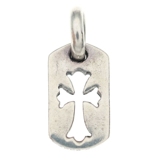 Chrome Hearts DT Tny CO Crs Tiny Cutout Cross Dog Tag Charm Pendant Top Silver