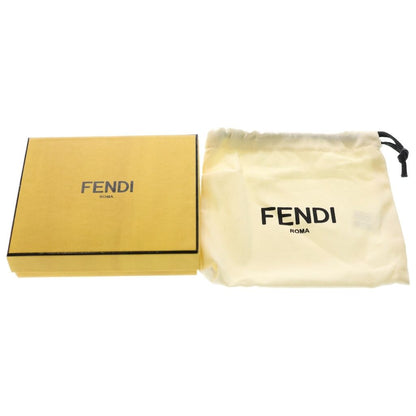 Fendi FF Square Bifold Wallet Compact Card Case Navy Brown Leather Silver — view 6