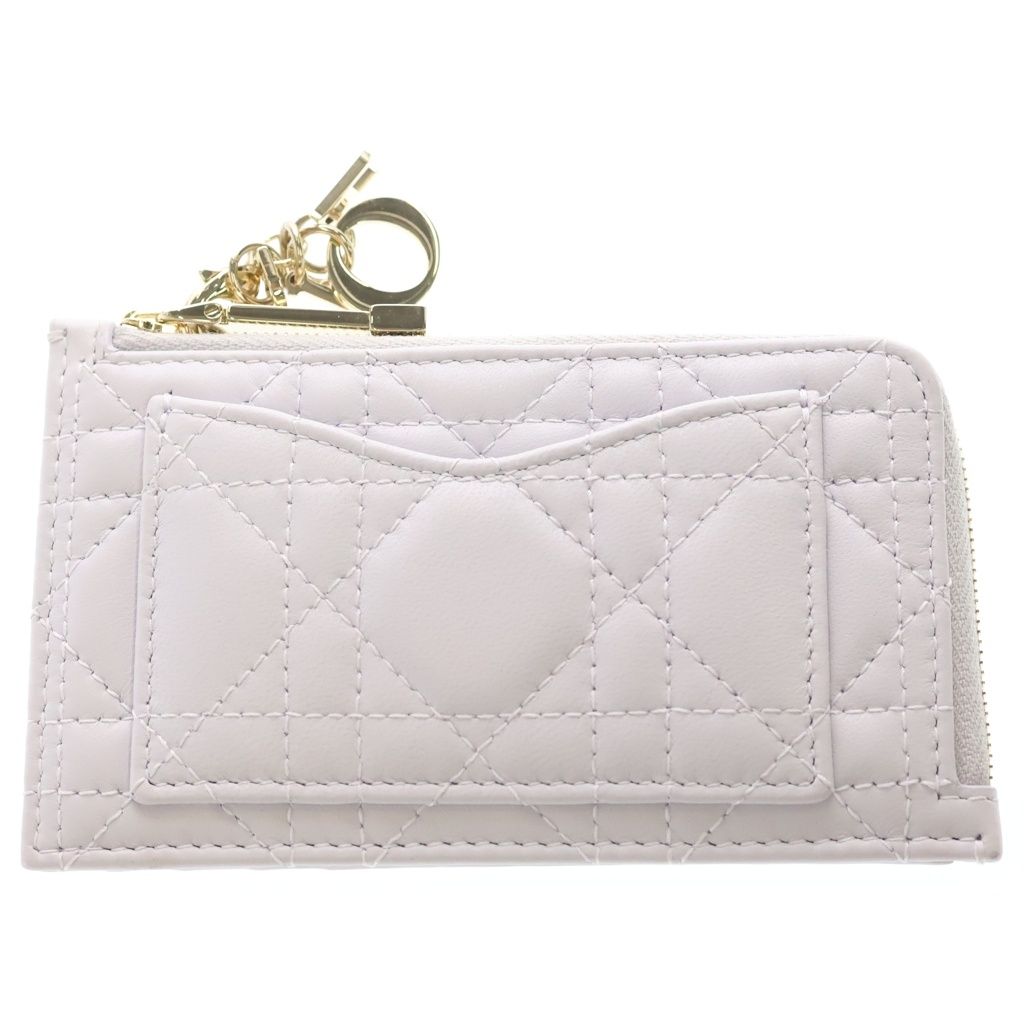 Dior Monsieur Cannage Fragment Case Card Coin Light Purple Leather Gold