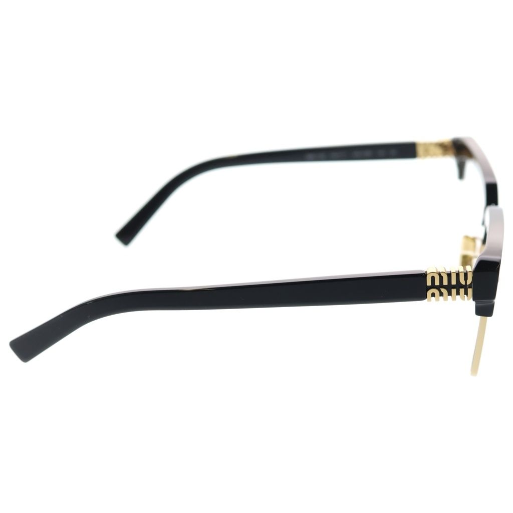Miu Miu Runway Square Logo Sunglasses Clear Lens Black Frame Gold Eyewear — view 3