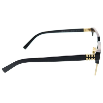 Miu Miu Runway Square Logo Sunglasses Clear Lens Black Frame Gold Eyewear — view 3