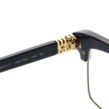 Miu Miu Runway Square Logo Sunglasses Clear Lens Black Frame Gold Eyewear — view 4