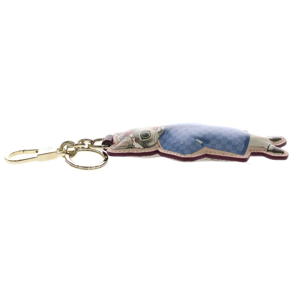 Gucci Key Charm Higuchi Yuko Cat Bow BO Bag Key Ring Key Holder Pink Leather — view 4