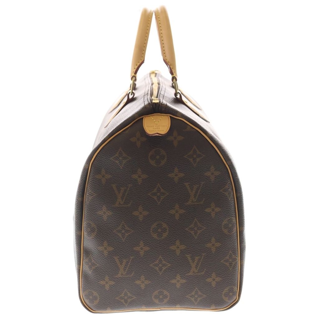 Louis Vuitton Speedy 35 Monogram Leather Handbag Gold Brown — view 3