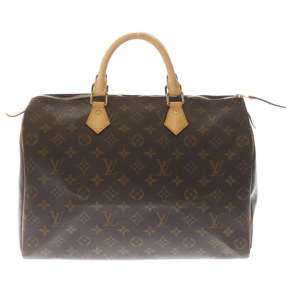 Louis Vuitton Speedy 35 Monogram Leather Handbag Gold Brown