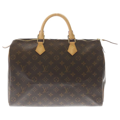 Louis Vuitton Speedy 35 Monogram Leather Handbag Gold Brown