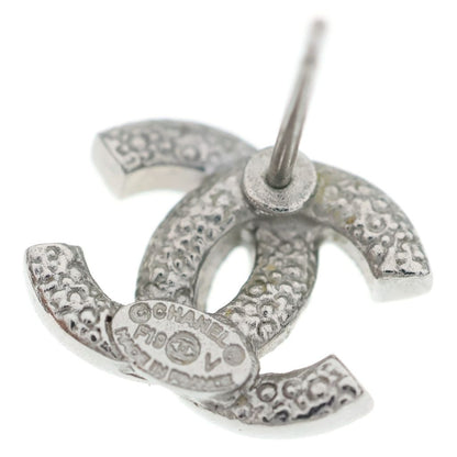 Chanel CC Logo Rhinestone Earrings Silver — view 5