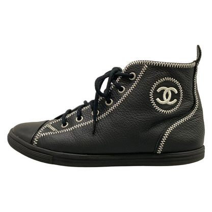 Chanel Sneakers Black High Cut Leather