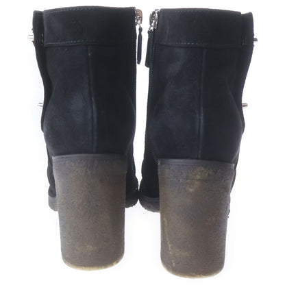 Chanel Short Boots CC Logo Turnlock Black Suede Leather — view 3