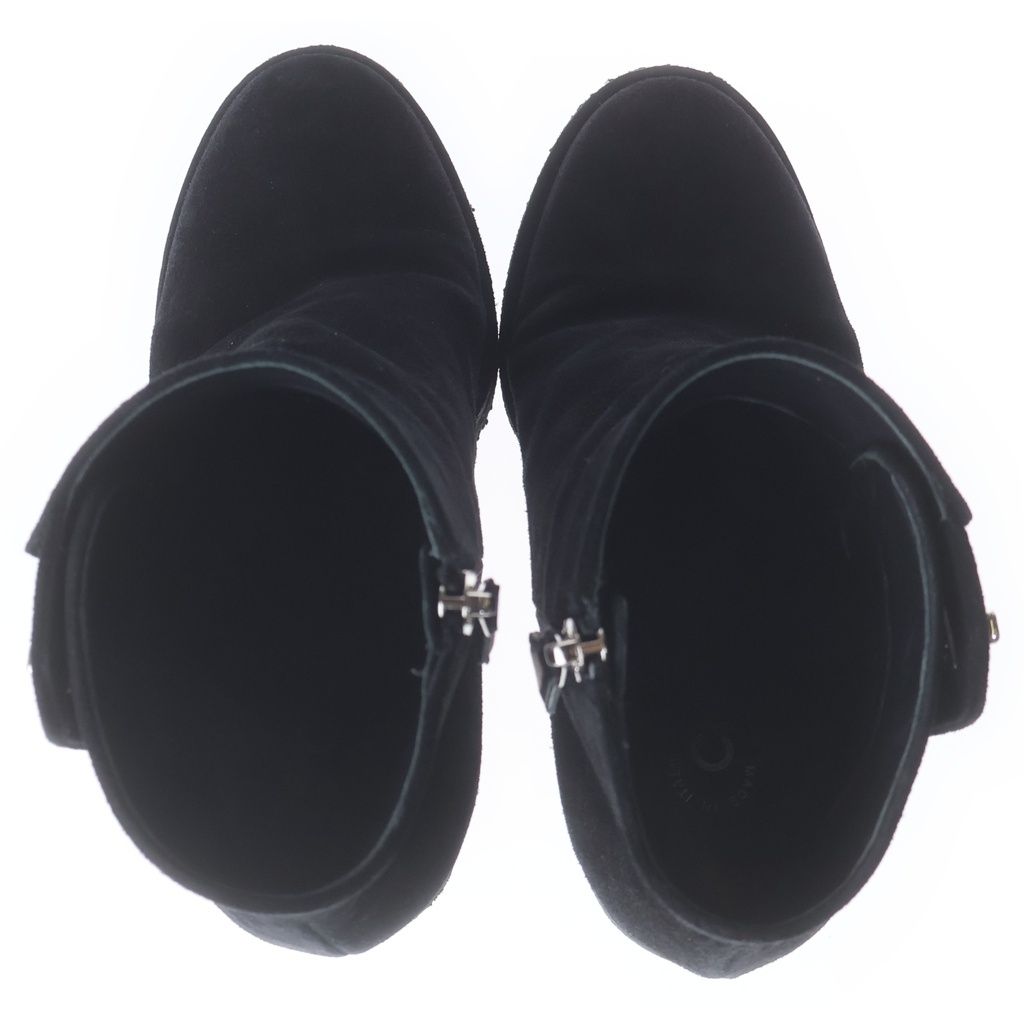 Chanel Short Boots CC Logo Turnlock Black Suede Leather — view 4