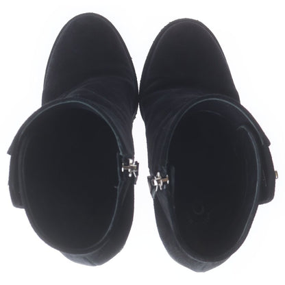 Chanel Short Boots CC Logo Turnlock Black Suede Leather — view 4